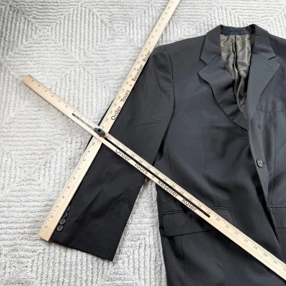 Burberry London Blazer Men's 39 Reg Charcoal Grey Pinstripe Wool Sport Coat Luxe